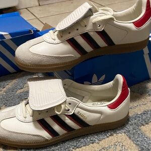 NIB Adidas Samba White Sneakers with Black and Red Accents